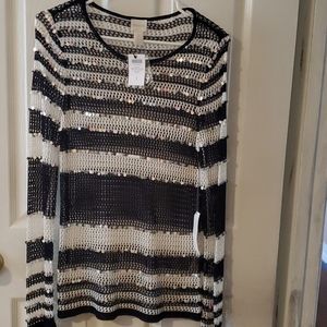 Chicos Sequin Stripe Pullover